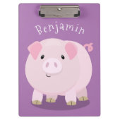 かわいいピンクのポットは豚の漫画イラストレーション クリップボード (正面)