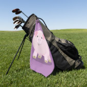 かわいいピンクのポットは豚の漫画イラストレーション ゴルフタオル (グリーン)