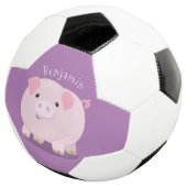 かわいいピンクのポットは豚の漫画イラストレーション サッカーボール (3/4)