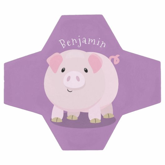 かわいいピンクのポットは豚の漫画イラストレーション サッカーボール (フラット)