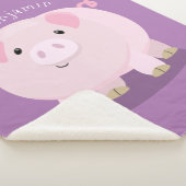 かわいいピンクのポットは豚の漫画イラストレーション シェルパブランケット (3/4)