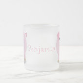 かわいいピンクのポットは豚の漫画イラストレーション フロストグラスマグカップ (中央)