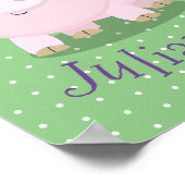 かわいいピンクのポットは豚の漫画イラストレーション ポスター (角)