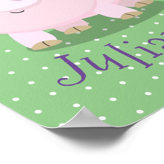 かわいいピンクのポットは豚の漫画イラストレーション ポスター (角)