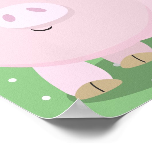 かわいいピンクのポットは豚の漫画イラストレーション ポスター (角)