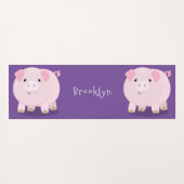 かわいいピンクのポットは豚の漫画イラストレーション ヨガマット (裏面(横))