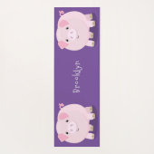 かわいいピンクのポットは豚の漫画イラストレーション ヨガマット (裏面)