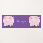 かわいいピンクのポットは豚の漫画イラストレーション ヨガマット (正面(横))