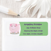 かわいいピンクのポットは豚の漫画イラストレーション ラベル (インサイチュ)