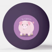 かわいいピンクのポットは豚の漫画イラストレーション 卓球ボール (裏面)