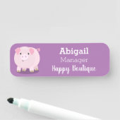 かわいいピンクのポットは豚の漫画イラストレーション 名札 (インサイチュ)
