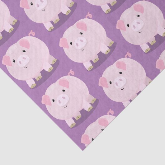 かわいいピンクのポットは豚の漫画イラストレーション 薄葉紙 (詳細)