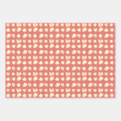 かわいいピンクのポップコーンのパターンおもしろい漫画の映画時間 ラッピングペーパーシート (正面3)