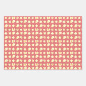 かわいいピンクのポップコーンのパターンおもしろい漫画の映画時間 ラッピングペーパーシート (正面2)
