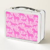 かわいいピンクのポニーと馬のガーリー子供 メタルランチボックス (裏面)