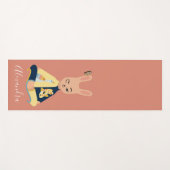 かわいいピンクのマインドフルネスバニーラビットヨギキッズ ヨガマット (正面(横))