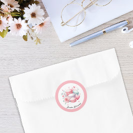 かわいいピンクのマカロンとハート パーソナライズされた ラウンドシール