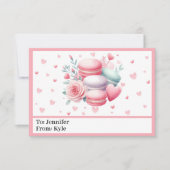 かわいいピンクのマカロン写真教室バレンタインデー カード (正面)