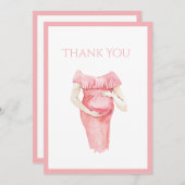 かわいいピンクのママが赤ちゃんに届くシャワー サンキューカード (正面/裏面)