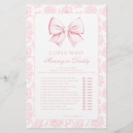 かわいいピンクのママまたはパパ赤ちゃん女の子シャワーゲーム