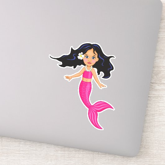 かわいいピンクのマーメイドガールアート シール (詳細)