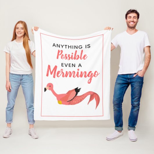 かわいいピンクのマーメイドフラミンゴ感動的引用文 フリースブランケット (インサイチュ)