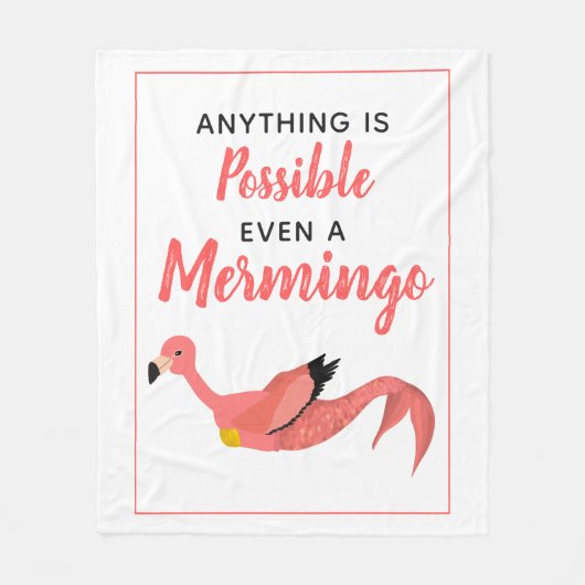 かわいいピンクのマーメイドフラミンゴ感動的引用文 フリースブランケット (正面)