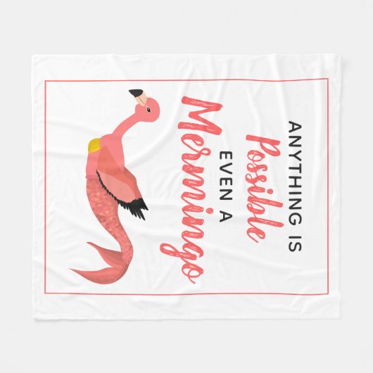 かわいいピンクのマーメイドフラミンゴ感動的引用文 フリースブランケット (正面(横))