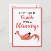 かわいいピンクのマーメイドフラミンゴ感動的引用文 ポストカード (正面/裏面)