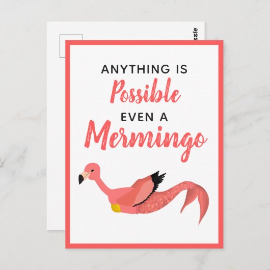 かわいいピンクのマーメイドフラミンゴ感動的引用文 ポストカード (正面/裏面)