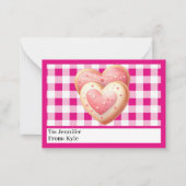 かわいいピンクのミニクラスルームのバレンタインデー ノートカード (正面)