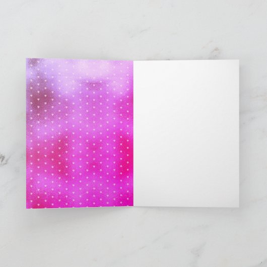 かわいいピンクのメタリックフォイルスターガーリー誕生日 カード (内部)