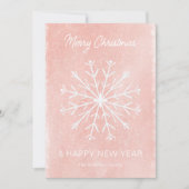 かわいいピンクのメリークリスマスハッピーニューイヤー雪片 シーズンカード (正面)