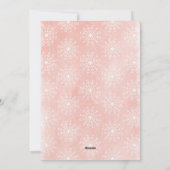 かわいいピンクのメリークリスマスハッピーニューイヤー雪片 シーズンカード (裏面)