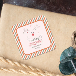 かわいいピンクのメリークリスマス スクエアシール