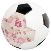 かわいいピンクのモダンな花柄 サッカーボール (3/4)