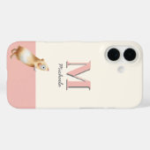 かわいいピンクのモルモットのモノグラムイラスト Case-Mate iPhoneケース (裏面 (横))
