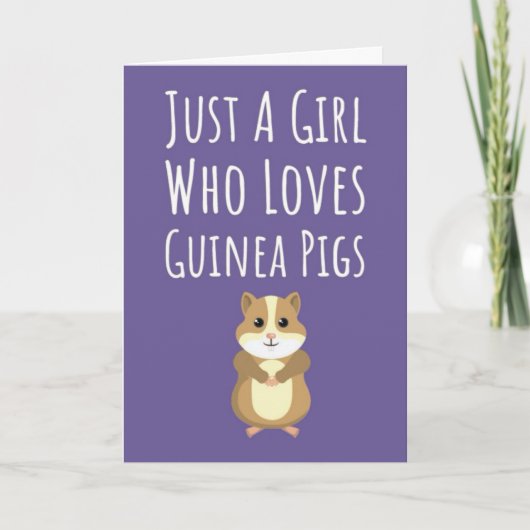 かわいいピンクのモルモットカード　赤ちゃんの女の子　子供　ペット カード (正面)