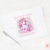 かわいいピンクのユニコーンかわいらしありがとう スクエアシール (封筒)