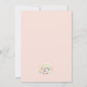 かわいいピンクのユニコーンとレインボー誕生日 招待状 (裏面)