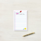 かわいいピンクのユニコーンと虹の流星 ４ｘ６ ポストイット (デスク上)