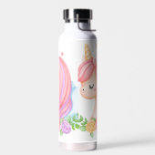 かわいいピンクのユニコーンの子供たち ウォーターボトル (左面)