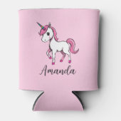 かわいいピンクのユニコーンの漫画の名前 缶クーラー (正面)