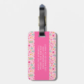 かわいいピンクのユニコーンの花パーソナライズされたの名前 ラゲッジタグ (裏面縦)