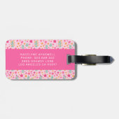 かわいいピンクのユニコーンの花パーソナライズされたの名前 ラゲッジタグ (裏面横)