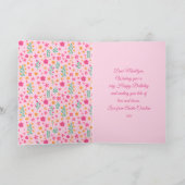 かわいいピンクのユニコーンの花パーソナライズされた誕生日 カード (内部)