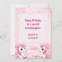 かわいいピンクのユニコーンの魔法の誕生日 カード