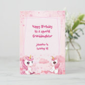 かわいいピンクのユニコーンの魔法の誕生日 カード (スタンド正面)