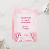 かわいいピンクのユニコーンの魔法の誕生日 カード (正面/裏面インサイチュ)