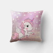 かわいいピンクのユニコーンのStardustの女の子の寝室の子供部屋 クッション (裏面)